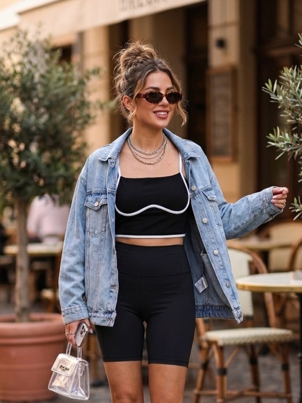 Women’s Black & White Contrast Trim Bralette Crop Top Size M